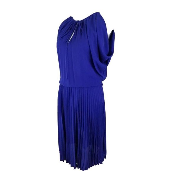 BCBGMaxAzria~Size XXS~"LONA" Royal Blue Fit & Flare Pleated Dress NWT $268.00 - Picture 1 of 8